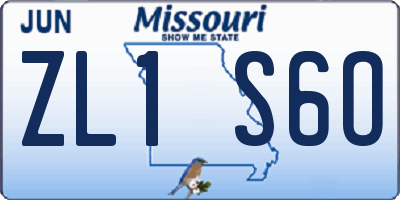 MO license plate ZL1S6O