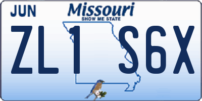 MO license plate ZL1S6X