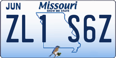 MO license plate ZL1S6Z