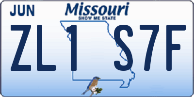 MO license plate ZL1S7F