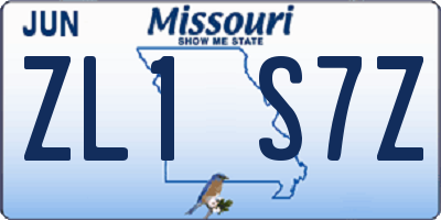 MO license plate ZL1S7Z