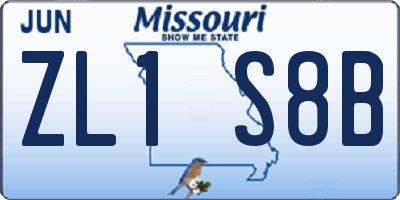 MO license plate ZL1S8B