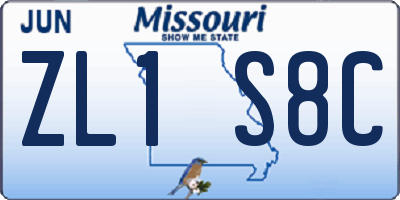 MO license plate ZL1S8C