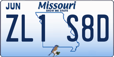 MO license plate ZL1S8D