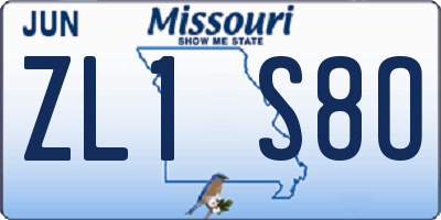 MO license plate ZL1S8O