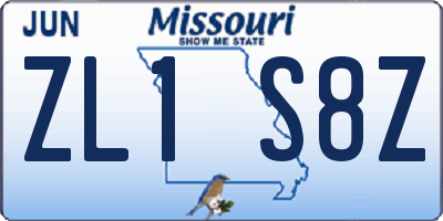 MO license plate ZL1S8Z