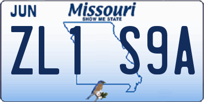 MO license plate ZL1S9A