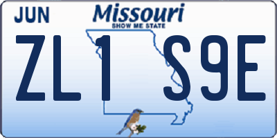 MO license plate ZL1S9E