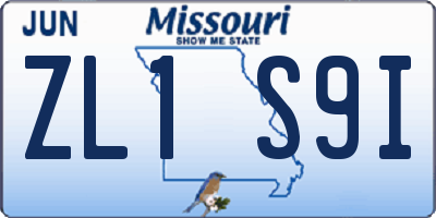 MO license plate ZL1S9I