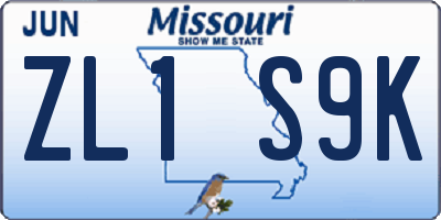 MO license plate ZL1S9K