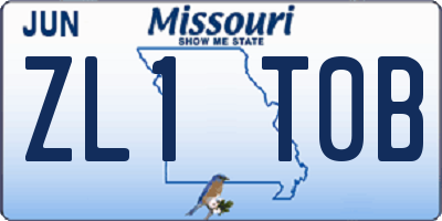 MO license plate ZL1T0B