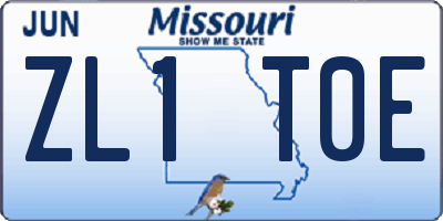 MO license plate ZL1T0E