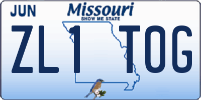 MO license plate ZL1T0G