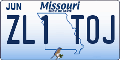 MO license plate ZL1T0J