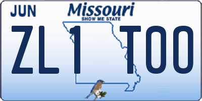 MO license plate ZL1T0O