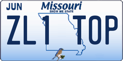 MO license plate ZL1T0P