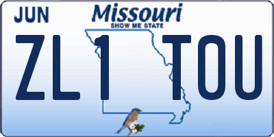 MO license plate ZL1T0U