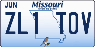 MO license plate ZL1T0V