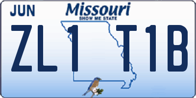 MO license plate ZL1T1B