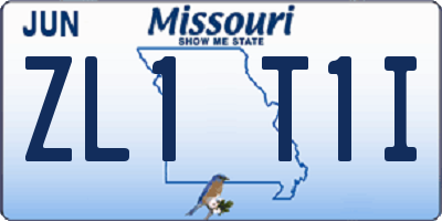 MO license plate ZL1T1I