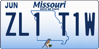 MO license plate ZL1T1W