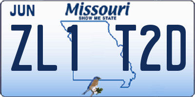 MO license plate ZL1T2D
