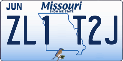 MO license plate ZL1T2J