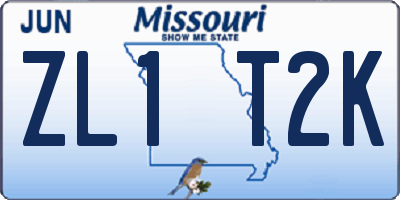 MO license plate ZL1T2K