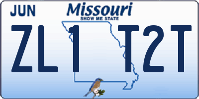MO license plate ZL1T2T