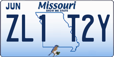 MO license plate ZL1T2Y