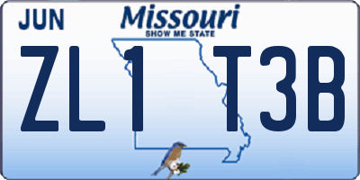 MO license plate ZL1T3B