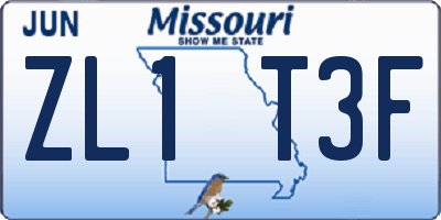 MO license plate ZL1T3F