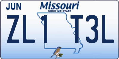 MO license plate ZL1T3L