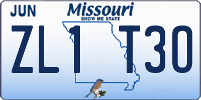 MO license plate ZL1T3O