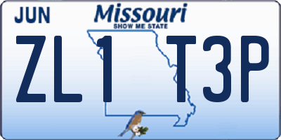 MO license plate ZL1T3P