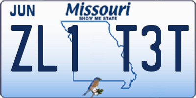 MO license plate ZL1T3T