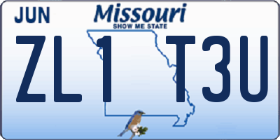 MO license plate ZL1T3U