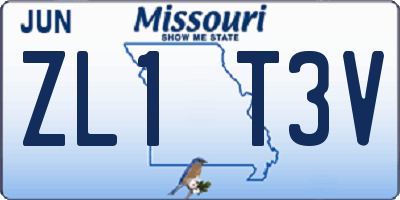 MO license plate ZL1T3V