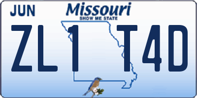 MO license plate ZL1T4D