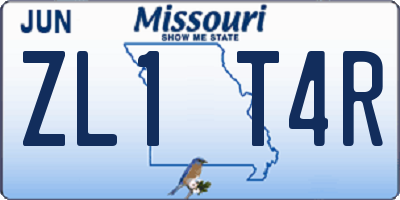 MO license plate ZL1T4R