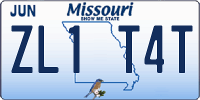 MO license plate ZL1T4T