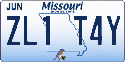 MO license plate ZL1T4Y