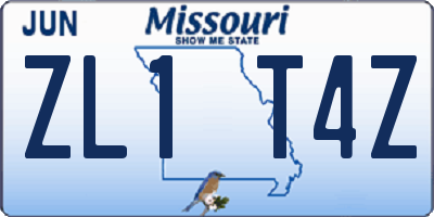 MO license plate ZL1T4Z