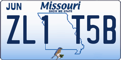 MO license plate ZL1T5B