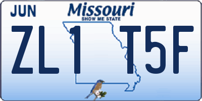 MO license plate ZL1T5F