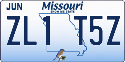 MO license plate ZL1T5Z
