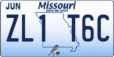 MO license plate ZL1T6C