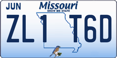MO license plate ZL1T6D