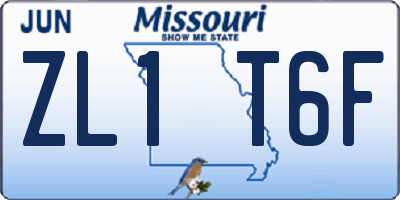 MO license plate ZL1T6F