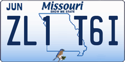 MO license plate ZL1T6I
